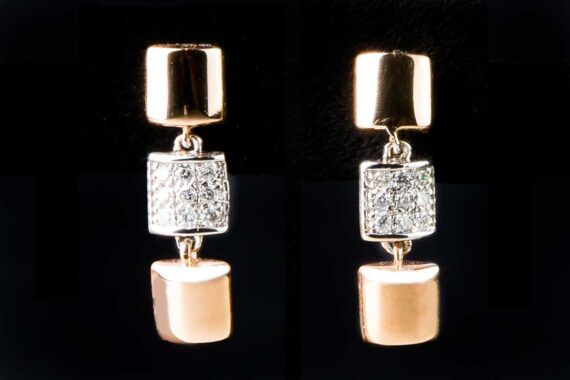 three squares with diamonds in the middle earrings